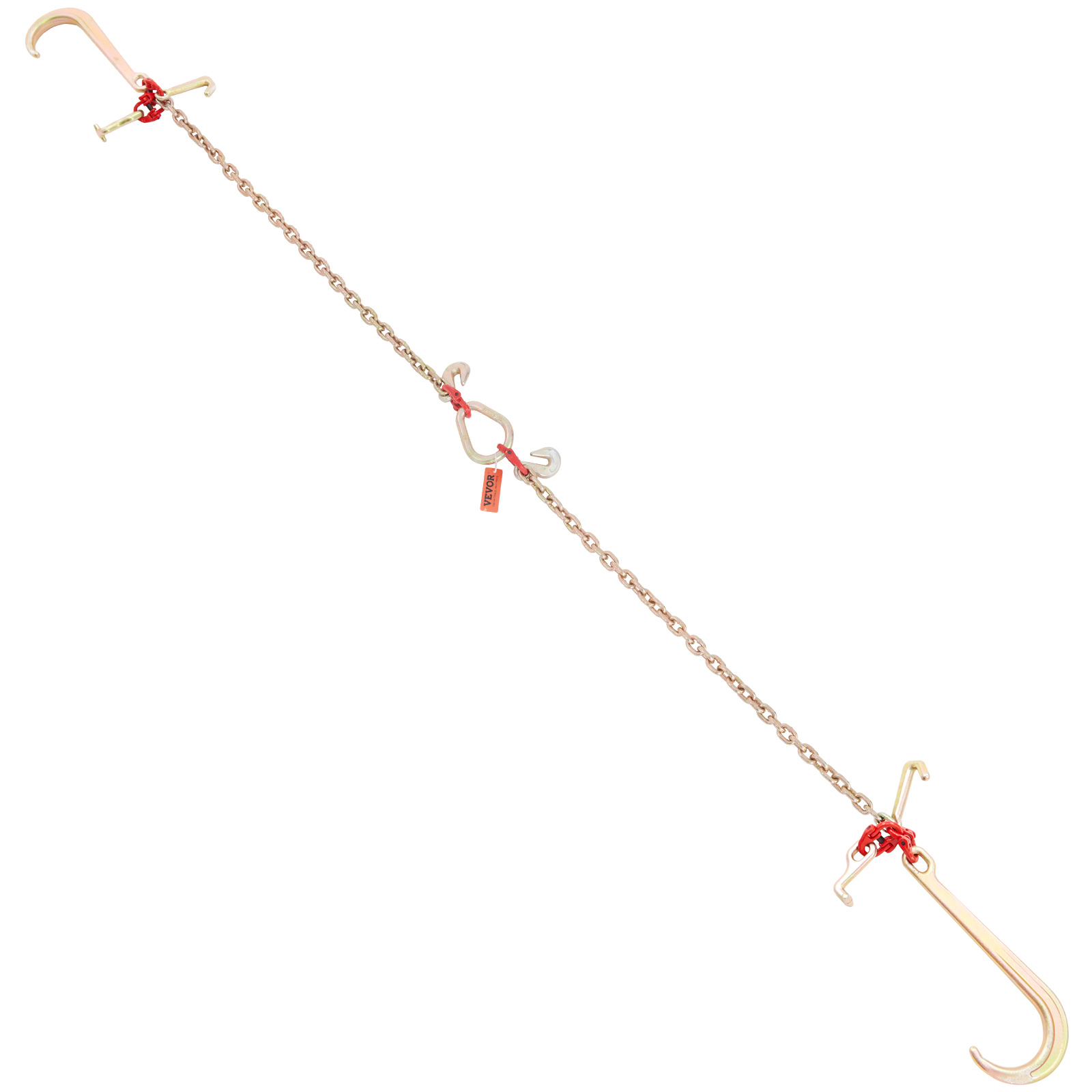 VEVOR Tow Chain J Hook 5/16"×2'/3'/10' V-Chain Bridle w/ 15" Large R T J Hooks - Picture 49 of 50