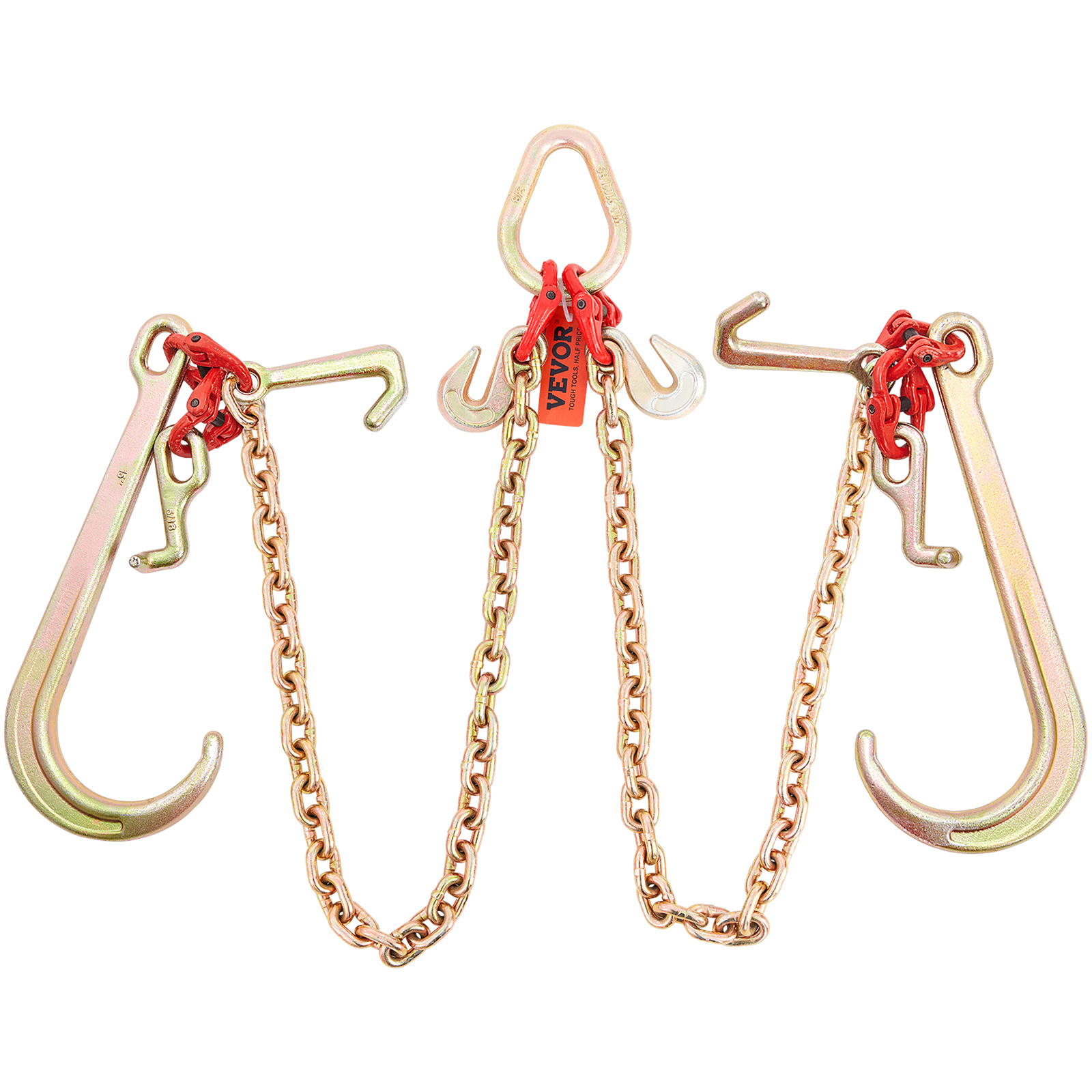 VEVOR Tow Chain J Hook 5/16"×2'/3'/10' V-Chain Bridle w/ 15" Large R T J Hooks - Picture 47 of 50