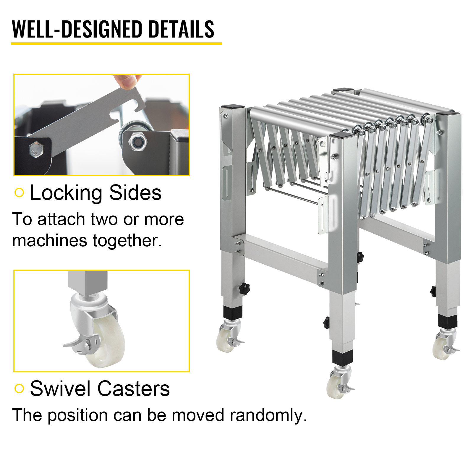 VEVOR Adjustable Gravity Conveyor Roller 2150" Length 2235" Height