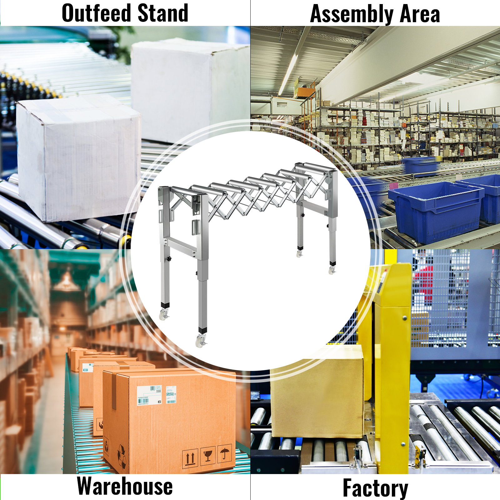 VEVOR Adjustable Gravity Conveyor Roller 2150" Length 2235" Height