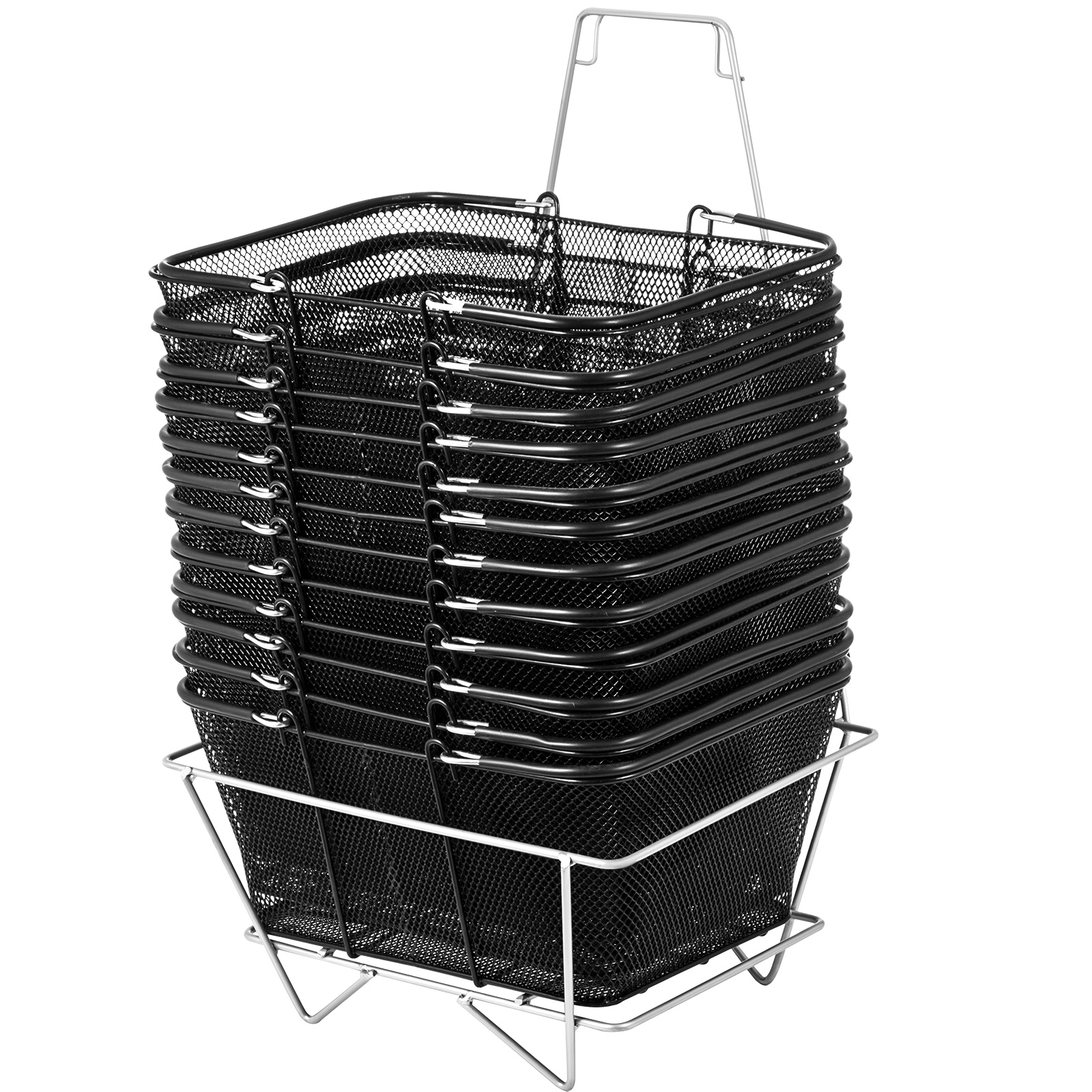 VEVOR Schwarze Einkaufskrbe aus Metall mit Stnder - 12er-Set