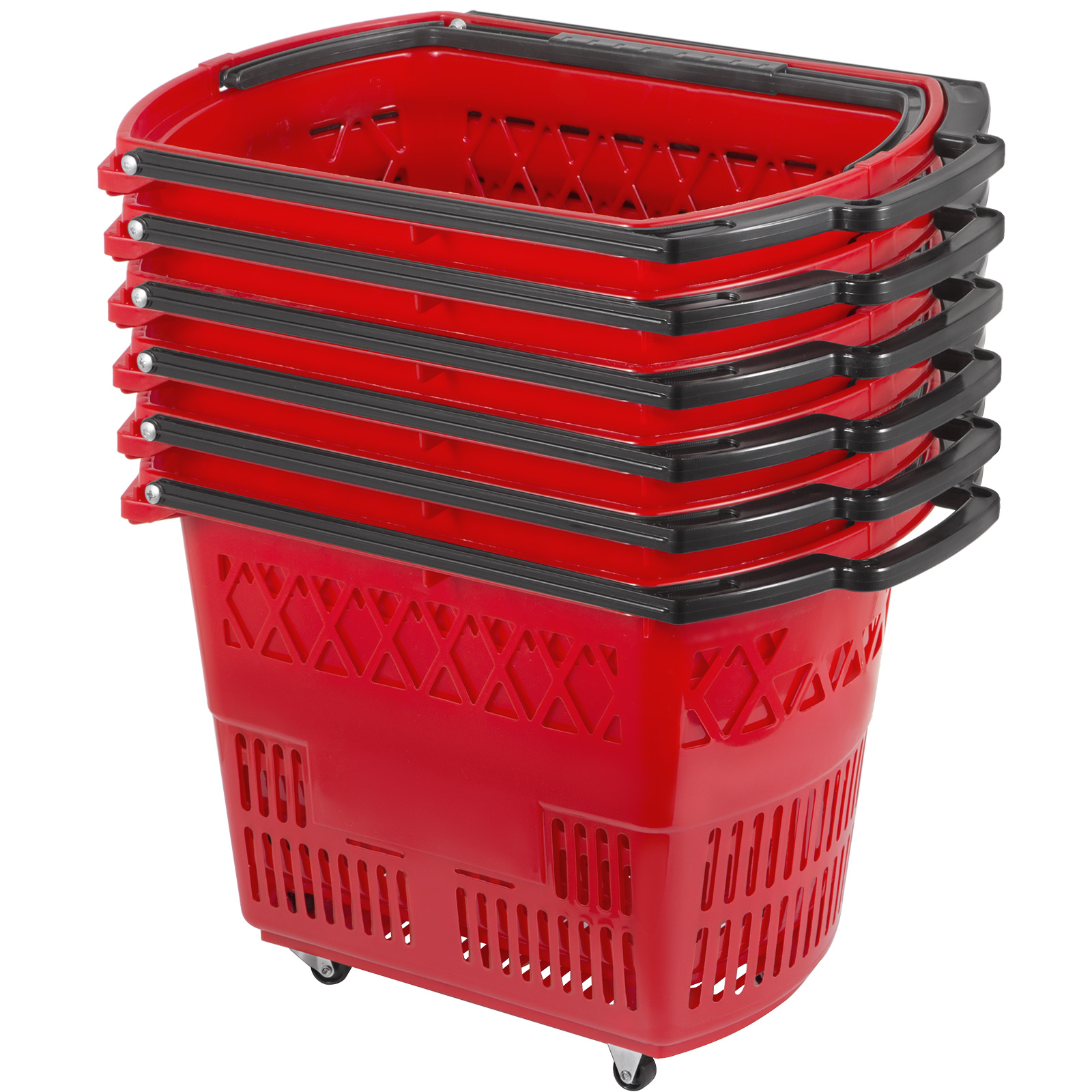 Shopping basket,75 lbs/34 kg Capacity,Red