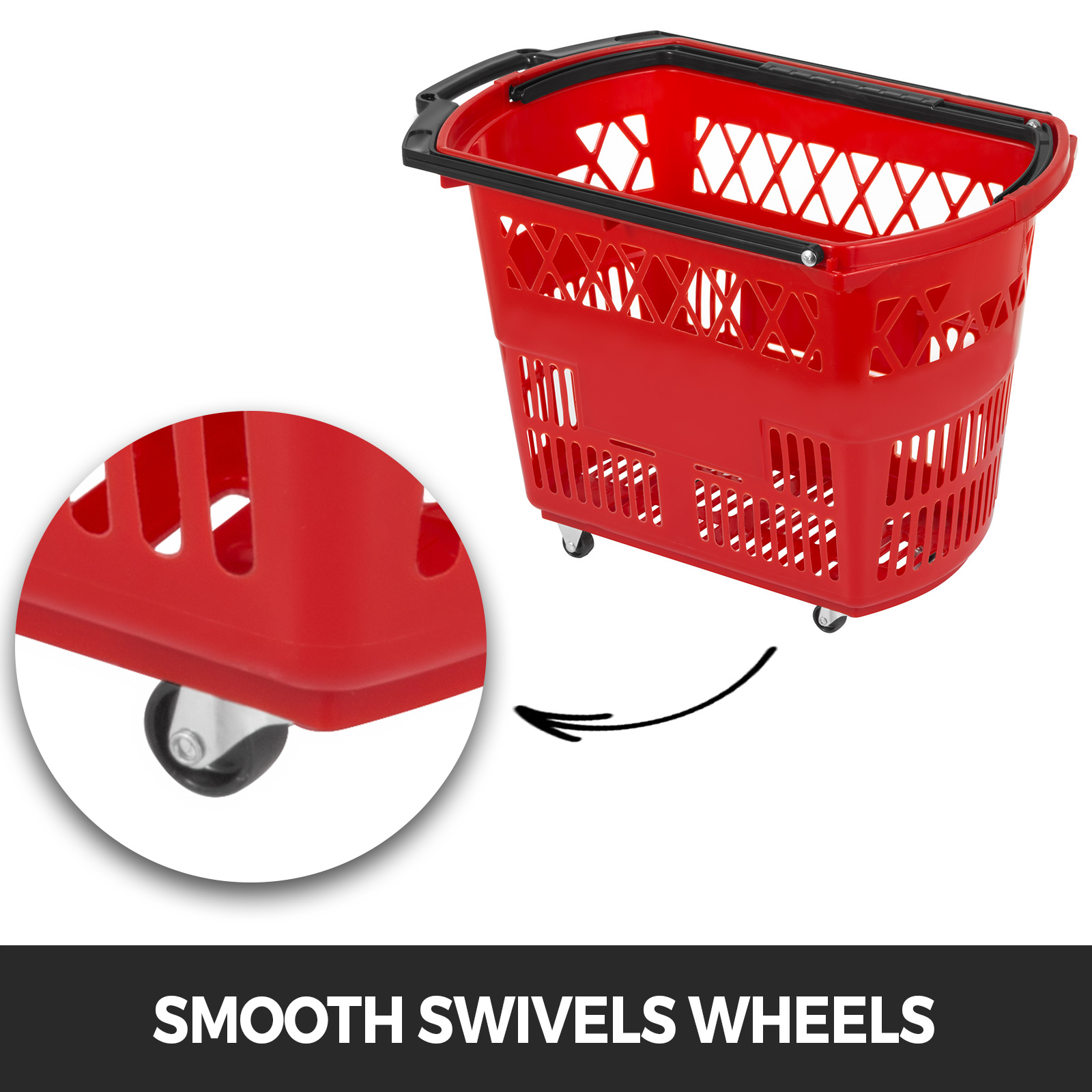 Red Plastic Shopping Baskets With Handles – 12-Pack – 16.9" X 11.8" – HDPE