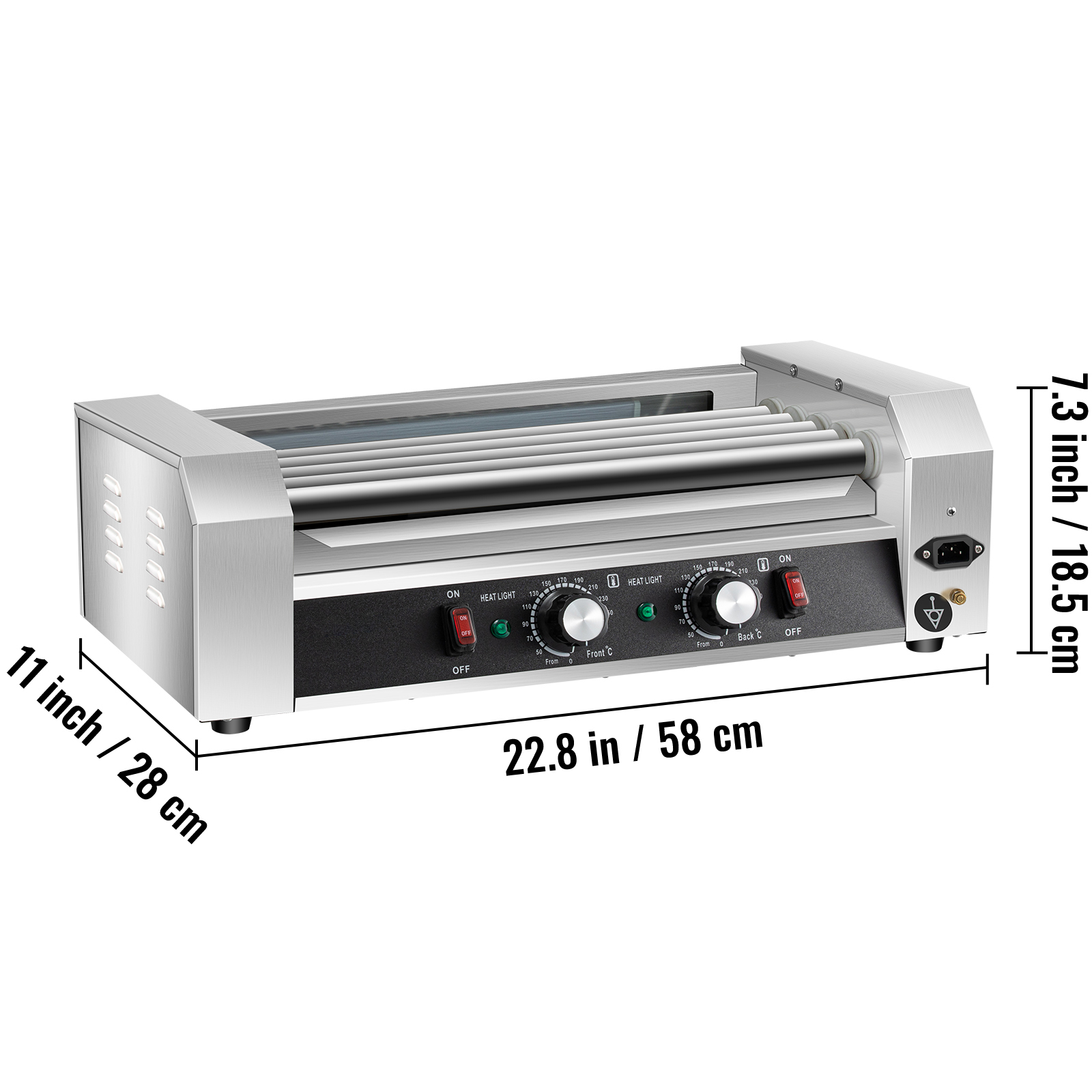 Uimoso Electric Hot Dog 5/7/11 Roller Grill Cooker Machine Backsplash & Shelf - Picture 32 of 72