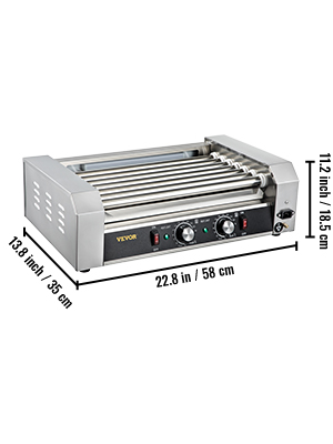 thumbnail image 2 of FSE RG-07 Hot Dog Roller Grill - 7 Rollers 18 Hot Dog Capacity Commercial Grade 120V Stainless Steel 2 of 10
