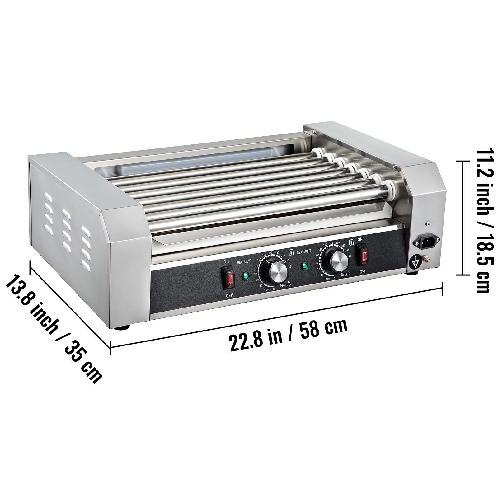 Uimoso Electric Hot Dog 5/7/11 Roller Grill Cooker Machine Backsplash & Shelf - Picture 20 of 72