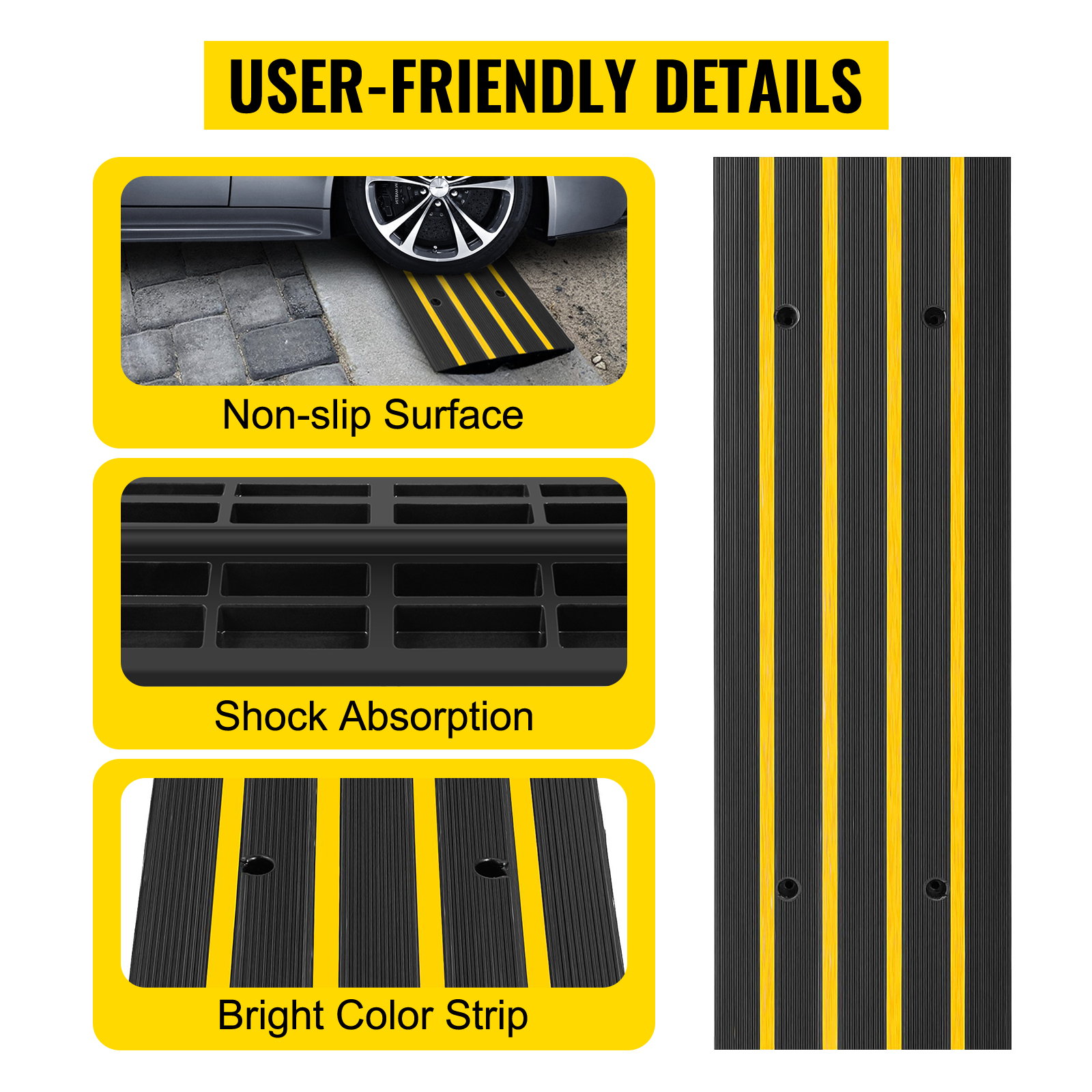 VEVOR Car Rubber Driveway Curb Ramp 10000kg Capacity Threshold Ramp ...