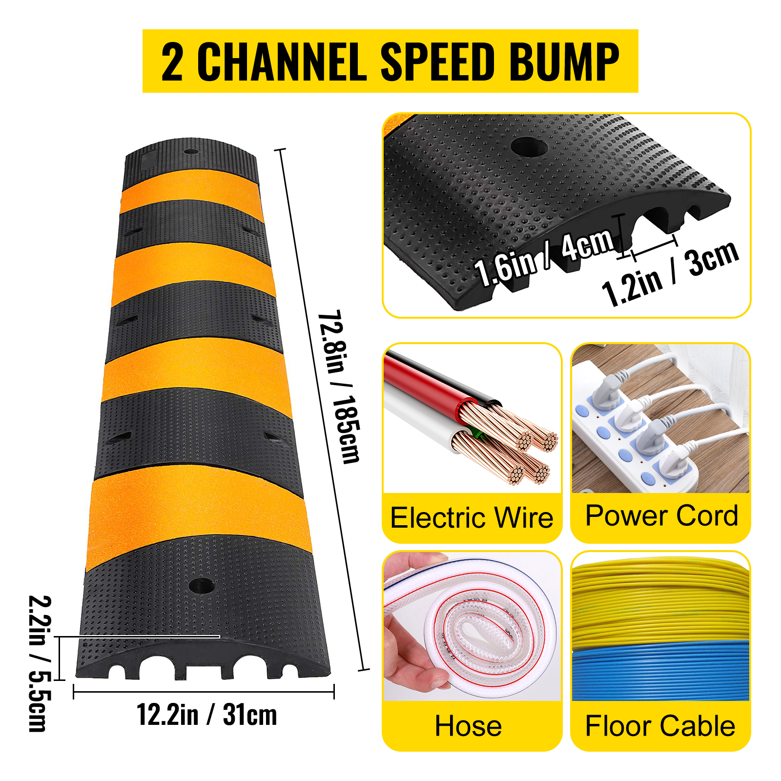 5% Discount Heavy Duty Floor Cord Covers Cable Runner Ramp Rubber