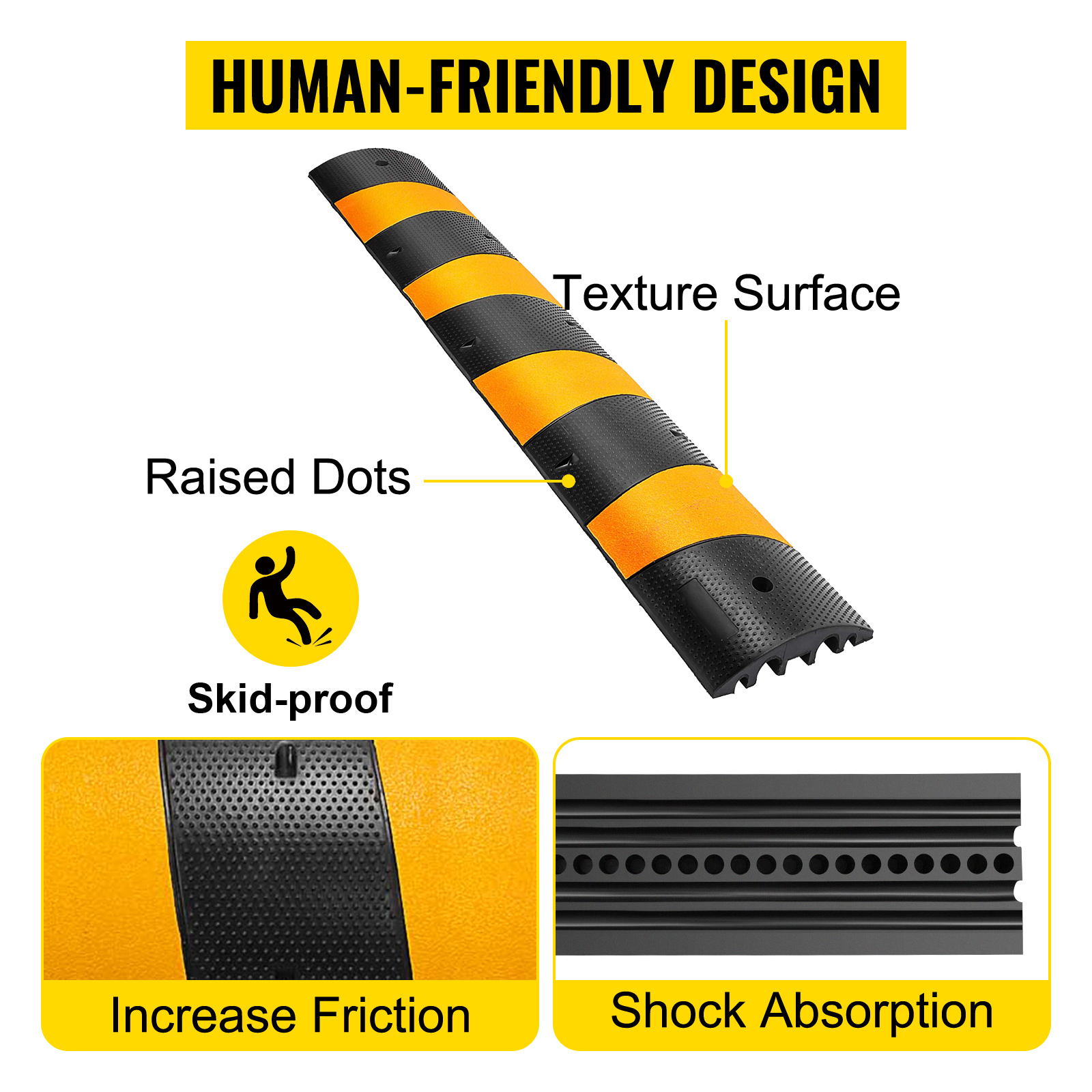 BISupply  6 FT Speed Bump – Drive Over Cord Protector Rubber Speed Bumps 