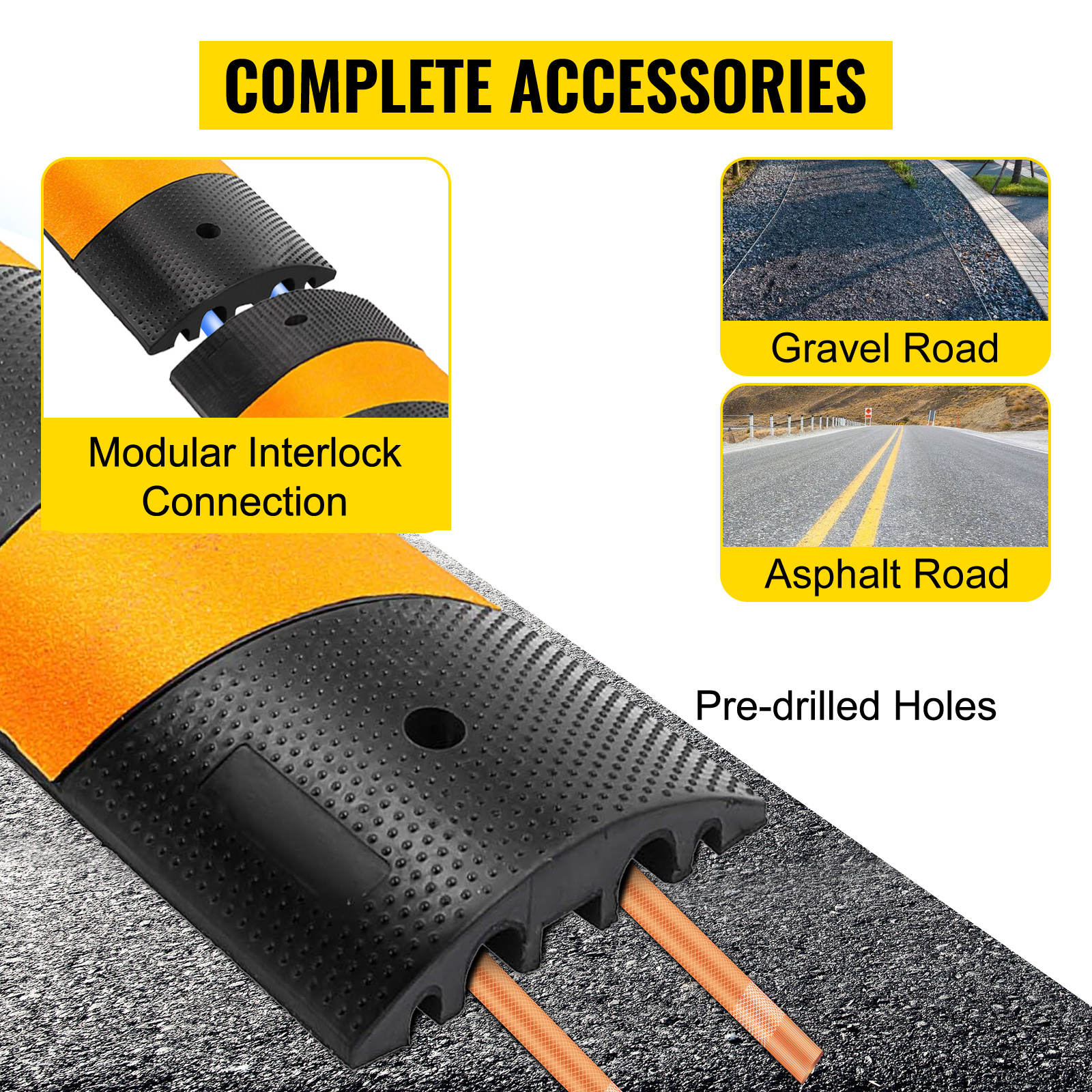 VEVOR 11000 lbs. Per Axle Capacity Driveway Rubber Traffic Speed Bumps Cable  Protector Wire Cord Ramp 2 Channel (2-Pieces) 3JTLCGXB000000001V0 - The  Home Depot