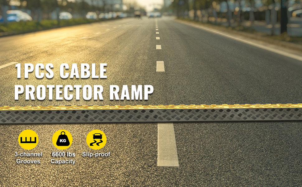 Mophorn 3 Channel Rubber Cable Protector Ramp Heavy Duty Cord Cover ...