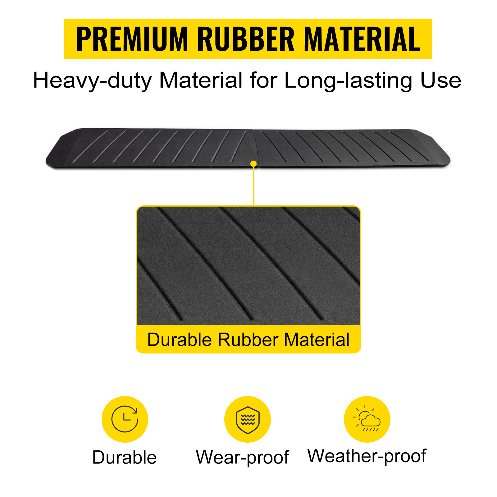2 Pack Rubber Driveway Ramps Heavy Duty 32000 lbs Weight Capacity Threshold Ramp VEVOR Curb Ramp 2.6 inch High Curbside Bridge Ramps for Loading Dock Garage Sidewalk， Expandable Full Ramp Set 