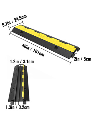 Rubber Cable Ramp,4989 kg Loading,2 Packs 2 Channels