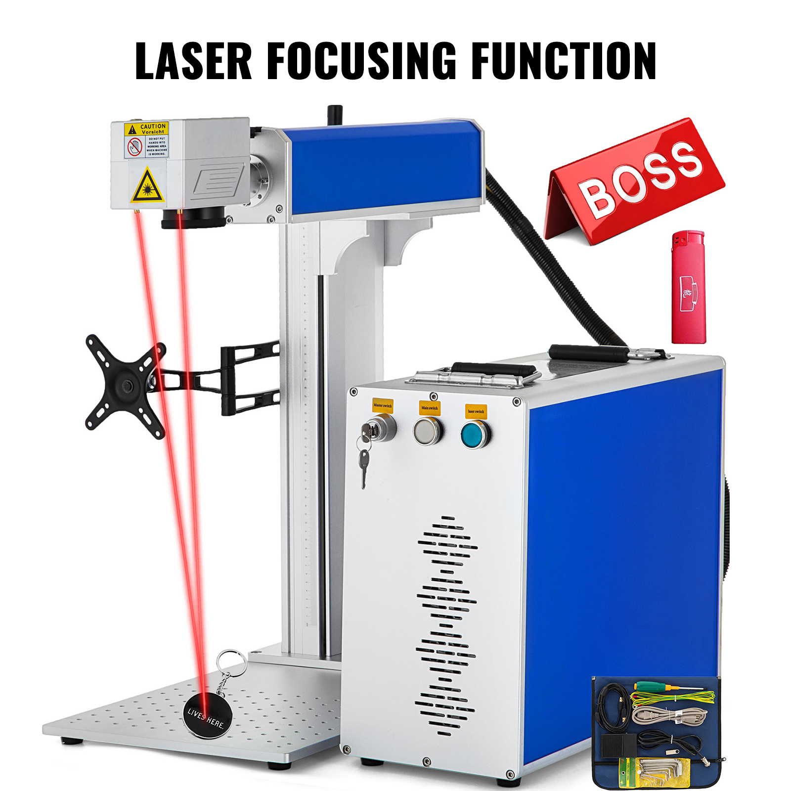 50W Marqueur Laser à Fibre, 200×200mm, Graver sur Métal