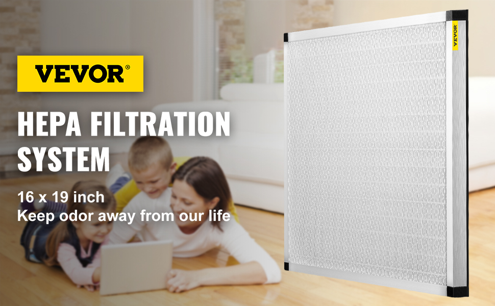 VEVOR HEPA Filter Replacement Pleated Air Filter 16x 19 x 2.2in Aluminum Frame 