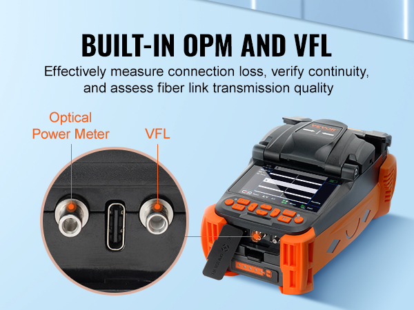 VEVOR Fiber Fusion Splicer 4 Motors, Core Alignment Fiber Optic Fusion Splicer Kit with 4" Digital LCD Screen, 3 in 1 Optical Fiber Holder, Auto Focus Optical Fiber Cleaver Kit 9s Splicing 12s Heating