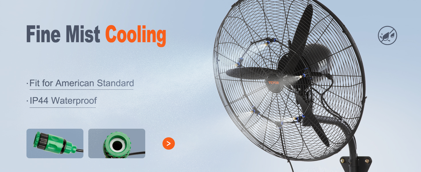 VEVOR WallMount Misting Fan, 24 Inch, 3speed High Velocity Max. 7000
