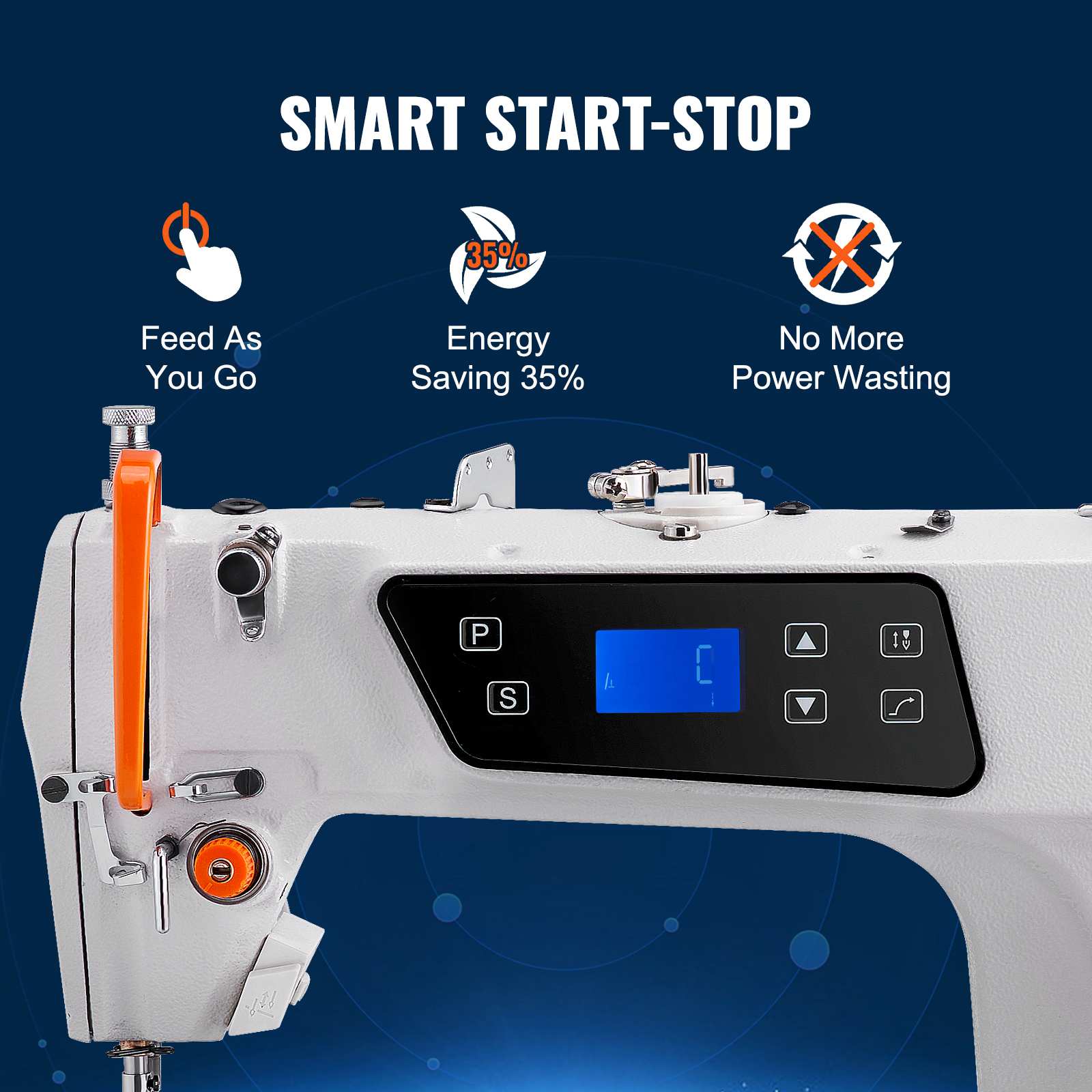 VEVOR Industrial Sewing Machine, 550W Heavy-duty Lockstitch Sewing Machine  with Servo Motor Table Stand, Electro-mechanization Intelligent Start-stop