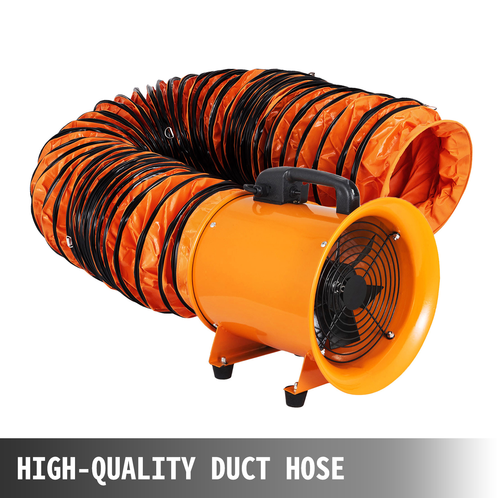 VEVOR Portable Ventilator 8 inch Heavy Duty Cylinder Fan with 33ft Duct Hose 195W Strong Shop Exhaust Blower 1070CFM Industrial Utility Blower for