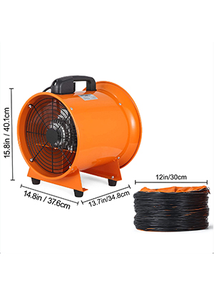 VEVOR Dust Fume Extractor 12inch 300mm Ventilation Fan Industrial Blower +  10m PVC Ducting