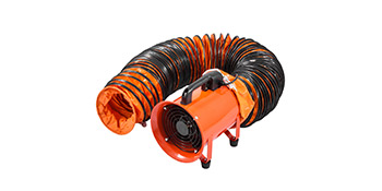 Heavy Duty Cylinder Fan with 10m Vinyl Hose High Velocity Portable Utility  Blower/Exhaust Axial Hose Fan 8-Inch Orange