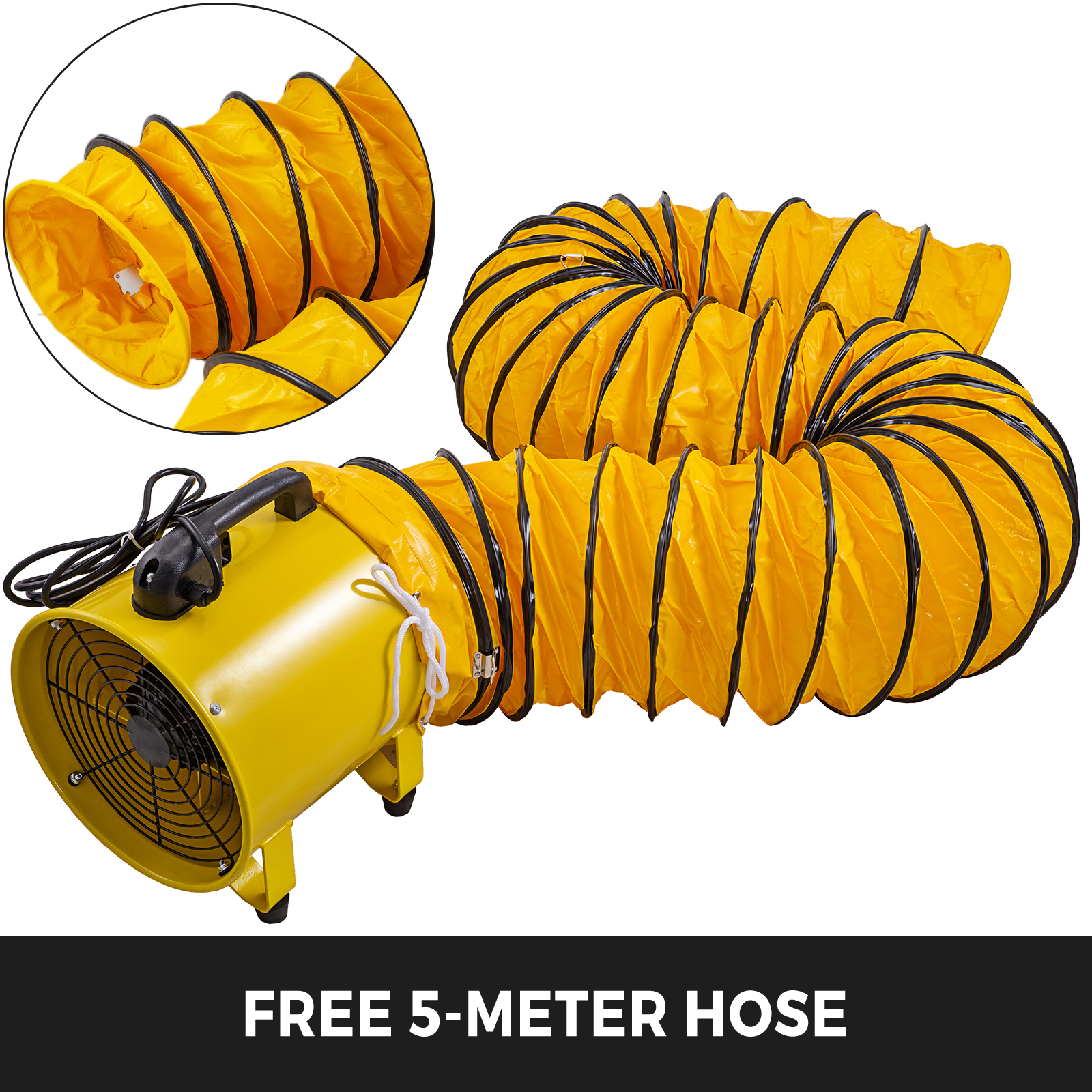 VEVOR Utility Blower Fan, 12 Inches, 550W 1471 & 2295 CFM High Velocity Ventilator w/ 16 ft/5 m Duct Hose, Portable Ventilation Fan, Fume Extractor for Exhausting & Ventilating at Home and Job Site