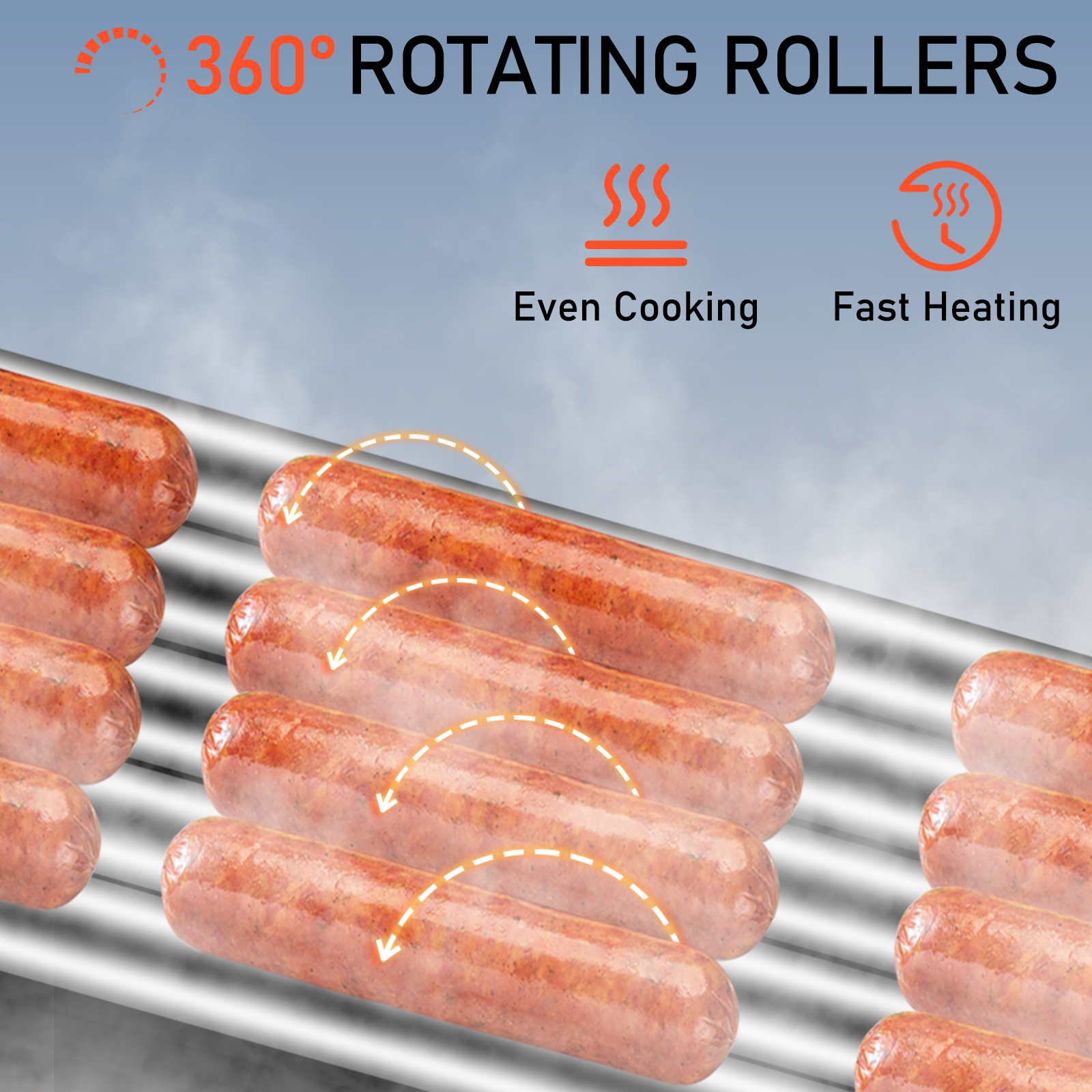VEVOR Hot Dog Roller 7 Rollers 18 Hot Dogs Capacity 1050W