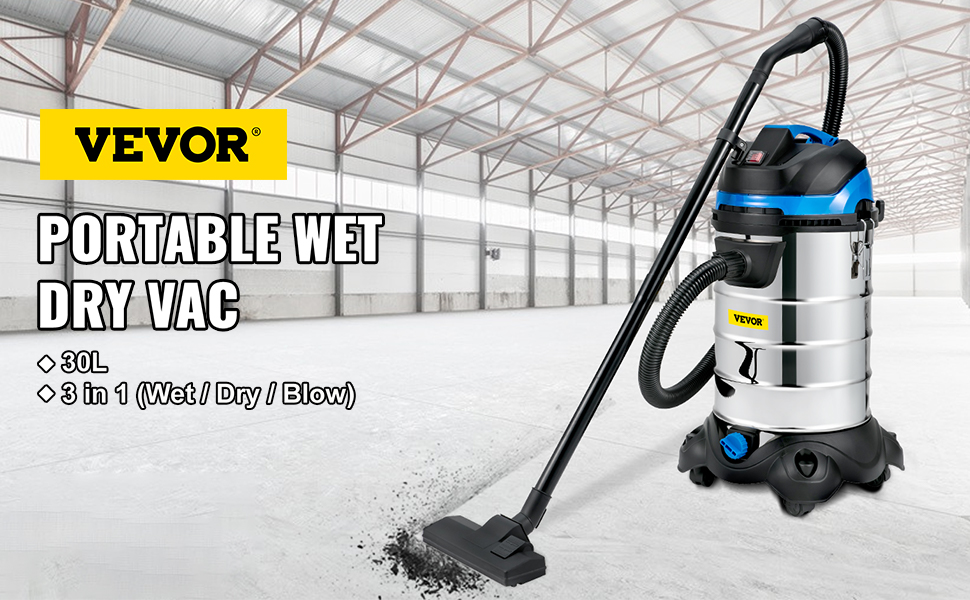 1200W 30L Wet/Dry Vacuum Cleaner 4 Modes Dust Extracting Industrial With Socket 