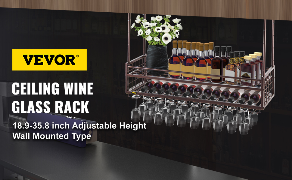 Estante para copas de vino, soporte para copas de vino de 11.8 pulgadas,  soporte para copas de vino debajo del estante, estante de acero inoxidable