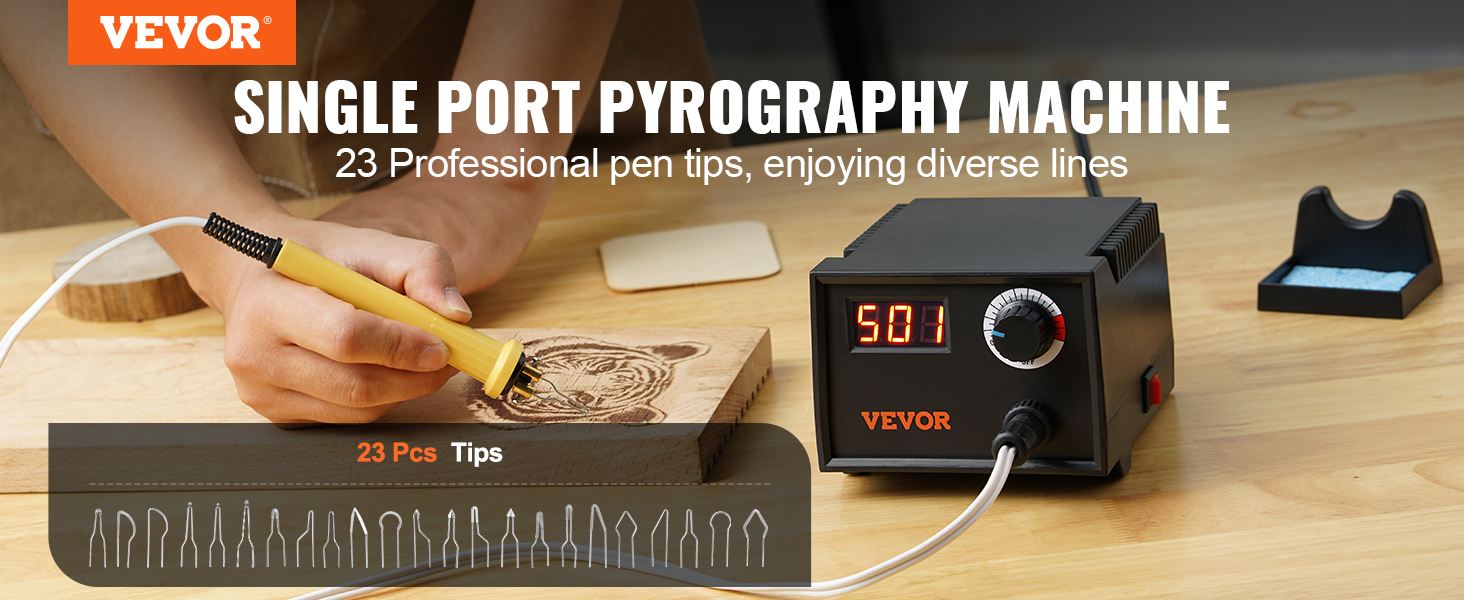 VEVOR Pyrography Machine 100W Pointer Display Wood Burning Kit for Adults  110V Multifunction Wood Burning Machine Kit 20 Pen Tips Wood Burner Kit