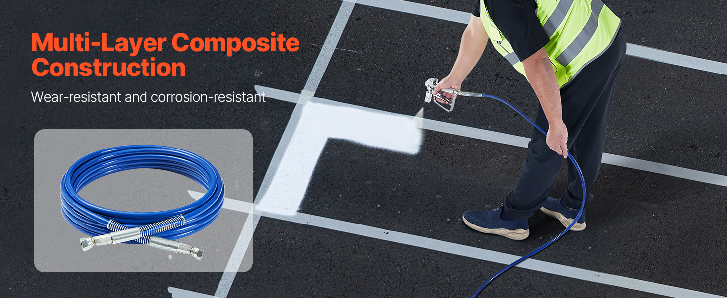 Tuyau Airless 15m – Haute Pression 3300psi, Flexible, Pour Pistolet à Peinture