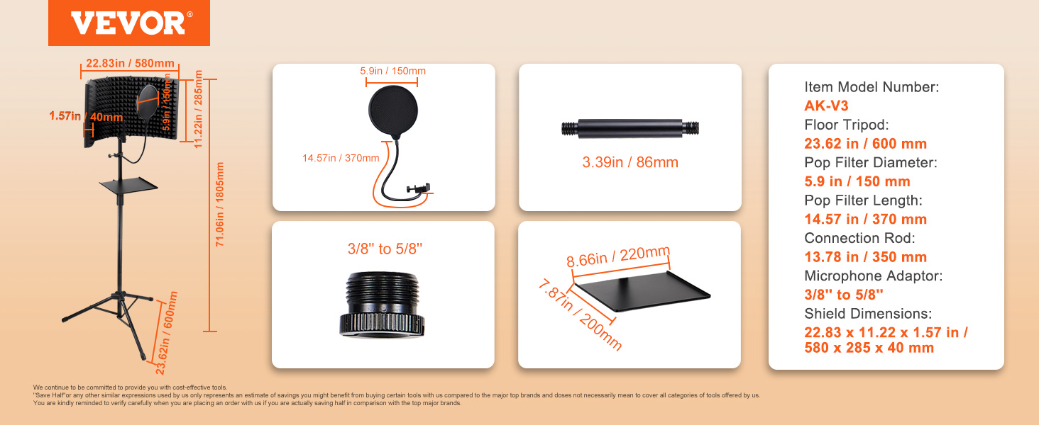 Microphone Isolation Shield,5-Panel,Tripod Stand