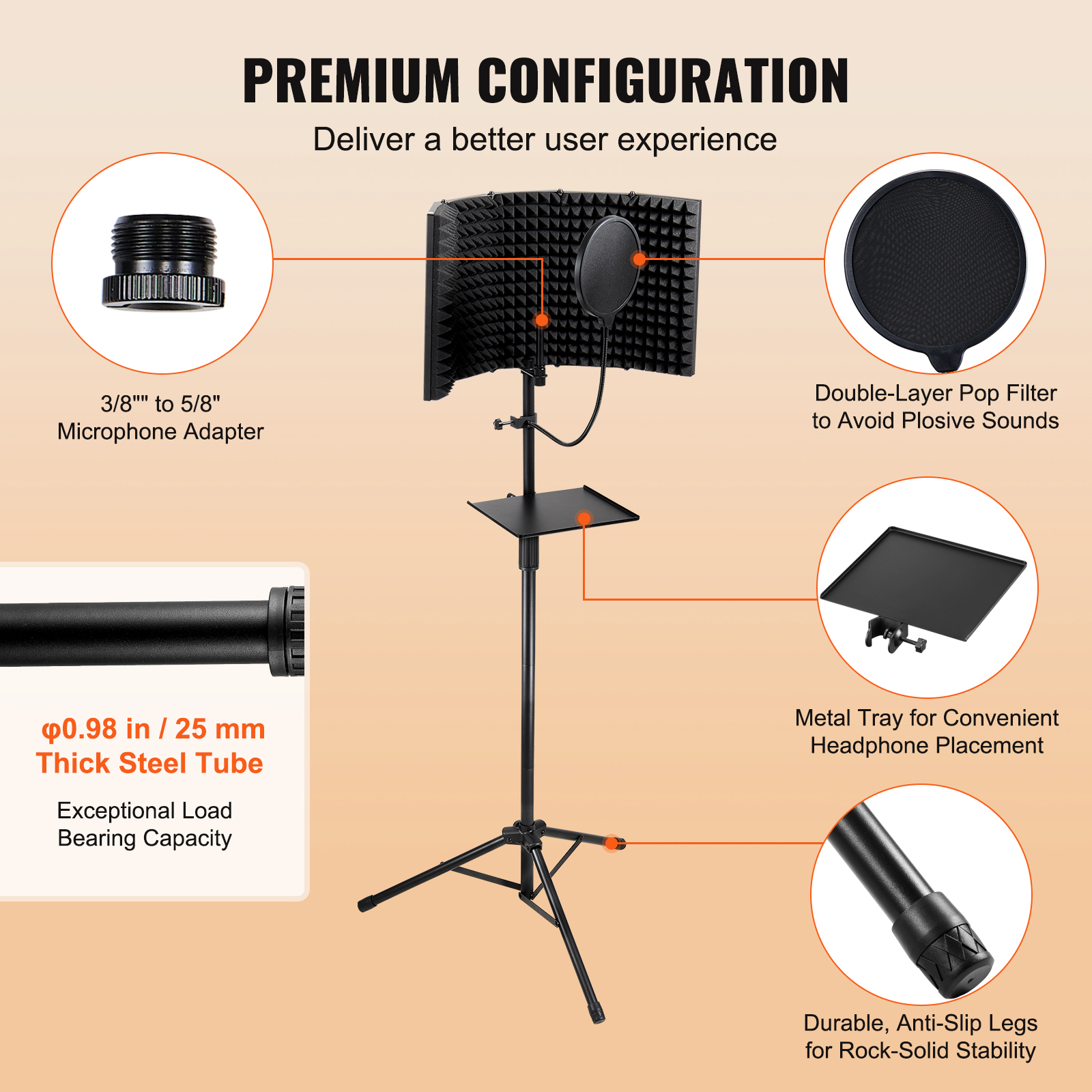 VEVOR Microphone Isolation Ball High-Density Foam with Dual-Layered Pop Filter - Picture 31 of 86