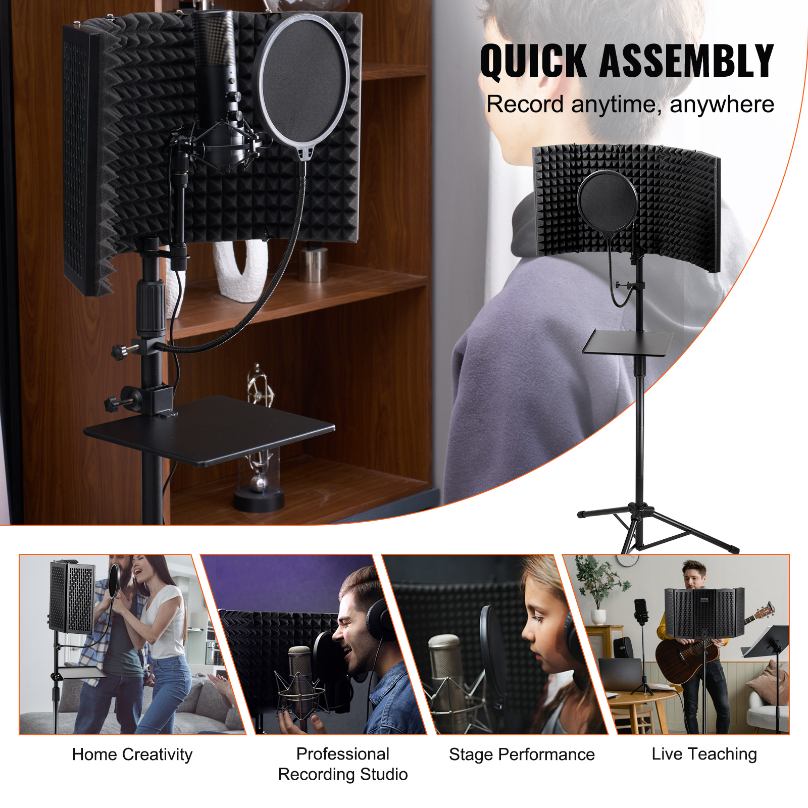 VEVOR Microphone Isolation Ball High-Density Foam with Dual-Layered Pop Filter - Picture 32 of 86