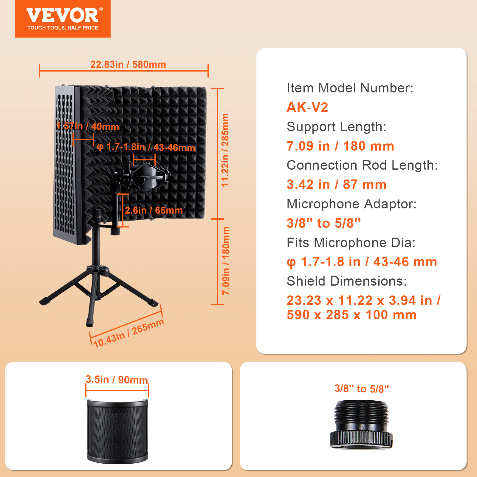 VEVOR Microphone Isolation Ball High-Density Foam with Dual-Layered Pop Filter - Picture 21 of 86