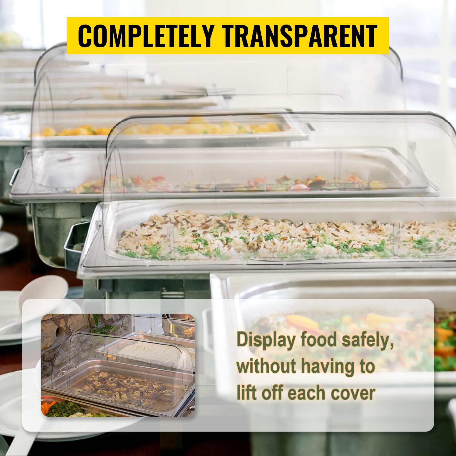 Clear Polycarbonate Flip-Top Chafing Dish Cover - 21 1/2L x 12 1