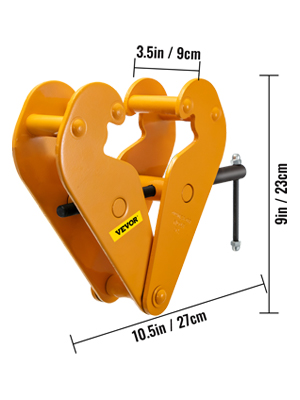 VEVOR 2200lbs/1ton Capacity Beam Clamp I Beam Lifting Clamp 3Inch-9Inch Opening Range Beam Clamps for Rigging Heavy Duty Steel Beam Clamp Tool Beam Hangers for Lifting Rigging Yellow