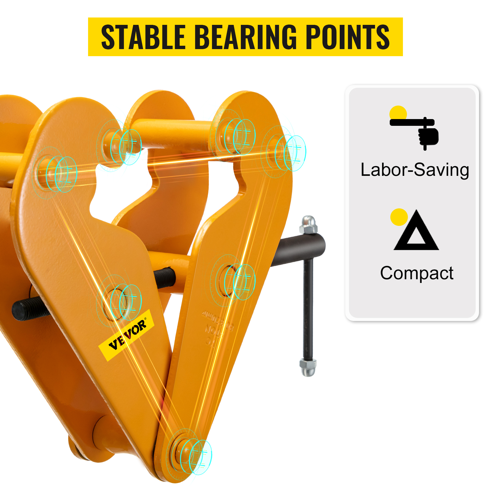 VEVOR 2200lbs/1ton Capacity Beam Clamp I Beam Lifting Clamp 3Inch-9Inch Opening Range Beam Clamps for Rigging Heavy Duty Steel Beam Clamp Tool Beam Hangers for Lifting Rigging Yellow
