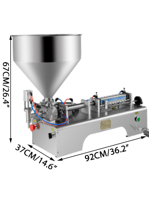 VEVOR Horizontal Pneumatic Liquid Filling Machine 10-300ML, Paste Liquid Filling Machine with 30L Hopper, Pneumatic Dual-use Paste Filling Machine for Cream Shampoo Liquids