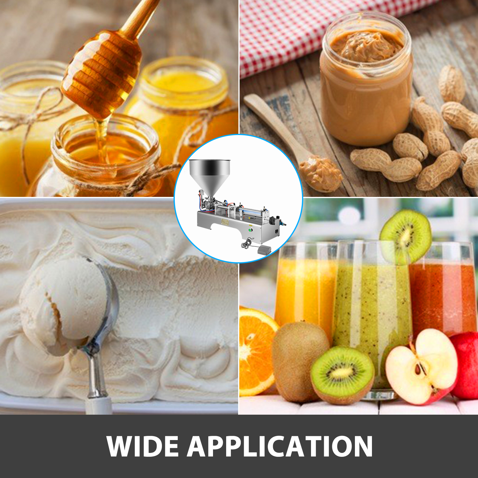 VEVOR Horizontal Pneumatic Liquid Filling Machine 10-300ML, Paste Liquid Filling Machine with 30L Hopper, Pneumatic Dual-use Paste Filling Machine for Cream Shampoo Liquids
