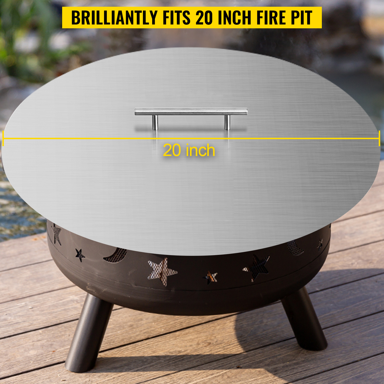 VEVOR Fire Pit Lid Round 20 Inch Fire Pit Ring Lid 1.5 mm Thick 304