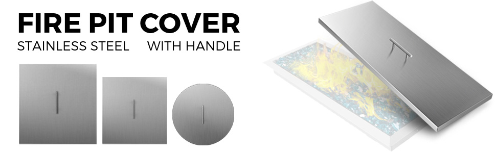 VEVOR Fire Pit Lid 27 x 27 Inch 1.5mm Thick 430 Stainless Steel Fire Pit Burner Cover Square Fire Pit Lid for Drop-in Fire Pit Pan