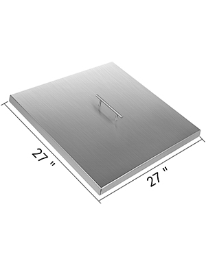 VEVOR Fire Pit Lid 27 x 27 Inch 1.5mm Thick 430 Stainless Steel Fire Pit Burner Cover Square Fire Pit Lid for Drop-in Fire Pit Pan