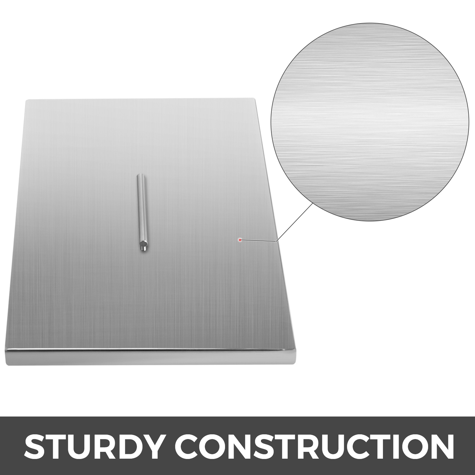 VEVOR Fire Pit Lid 27 x 27 Inch 1.5mm Thick 430 Stainless Steel Fire Pit Burner Cover Square Fire Pit Lid for Drop-in Fire Pit Pan