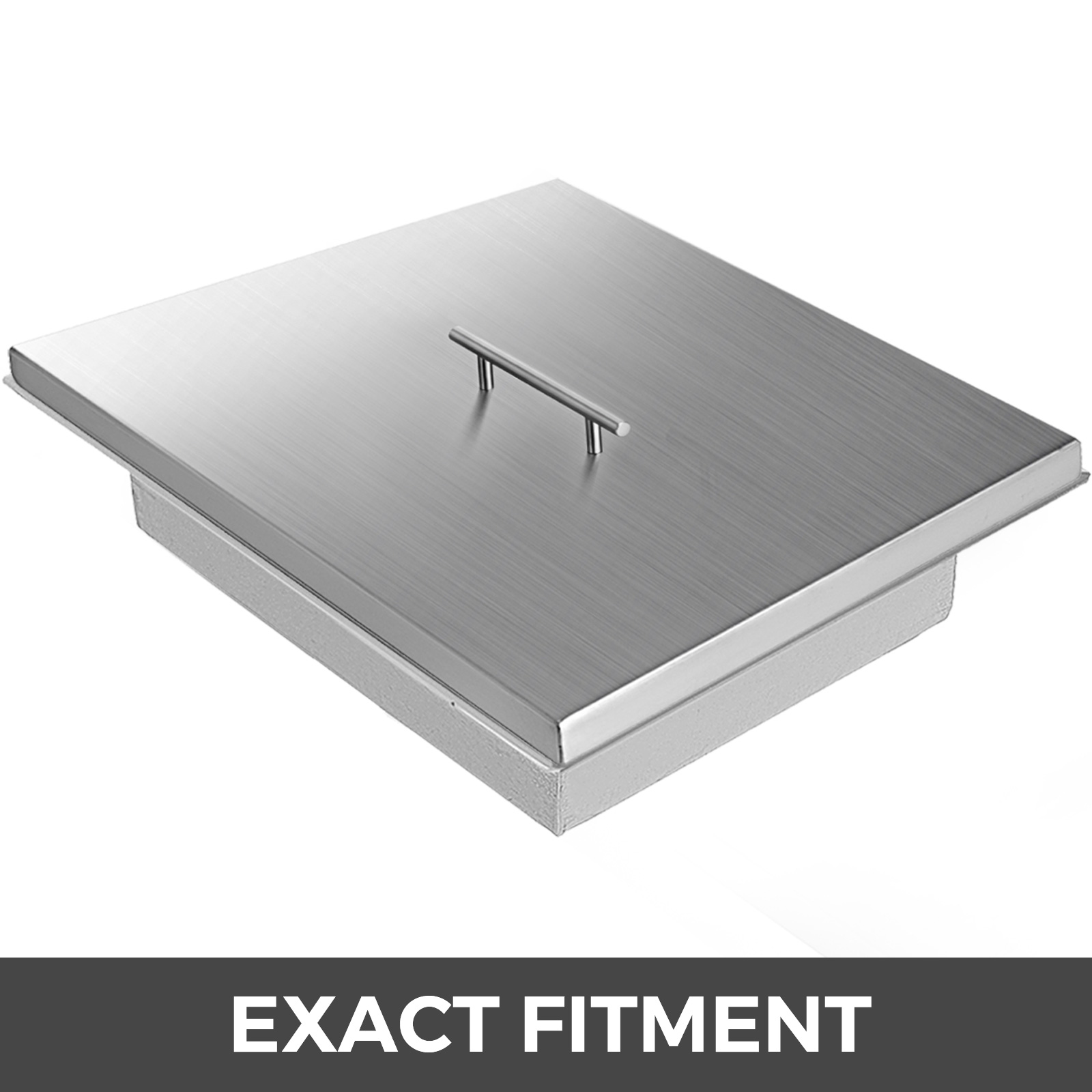 VEVOR Fire Pit Lid 27 x 27 Inch 1.5mm Thick 430 Stainless Steel Fire Pit Burner Cover Square Fire Pit Lid for Drop-in Fire Pit Pan
