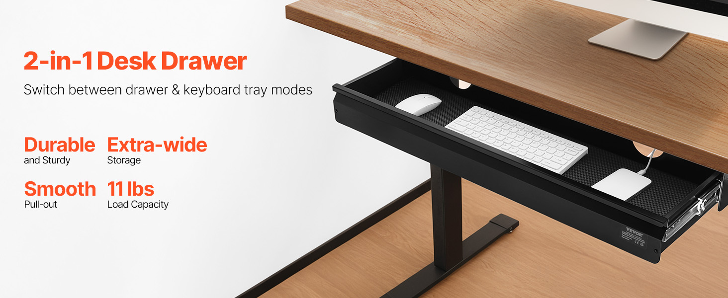 33 in Under Desk Drawer Organizer Slide-out Drawer Space Saver for Home ...