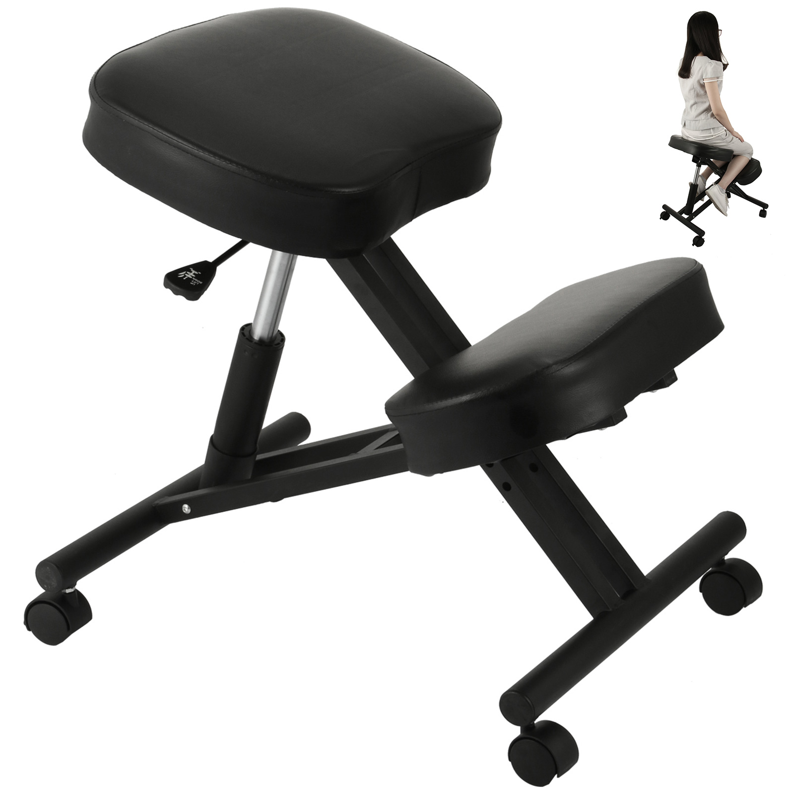 VEVOR Sedia Ortopedica Sedia Ergonomica Sgabello Poggiaginocchia  Meditazione In Nero