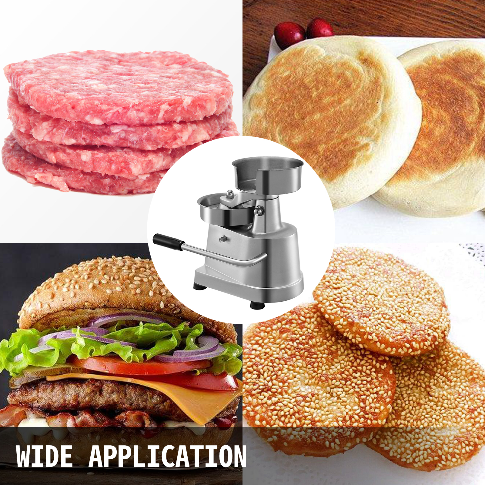 Details about   Veggie Burger Press Hamburger Maker Meat Processor Non Toxic Steel Blade Chef 