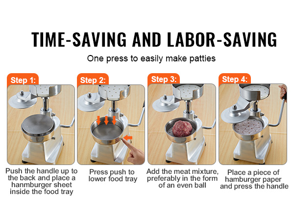 VEVOR Commercial Burger Press 110mm/4.3inch PE Material Manual with