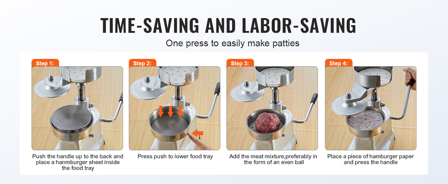 VEVOR Commercial Burger Press 110mm/4.3inch PE Material Manual with